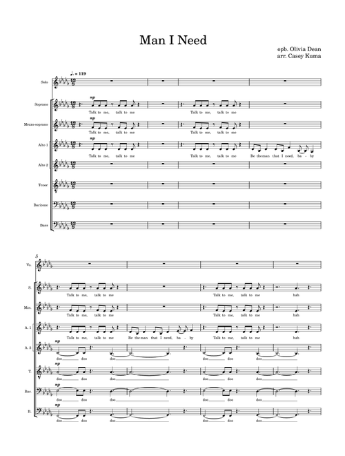 Man I Need (Arr. Casey Kuma) - Olivia Dean (Choral, SATB divisi)