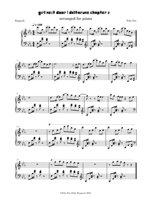 Girl Next Door | Deltarune Chapter 2 (Piano Arrangement)