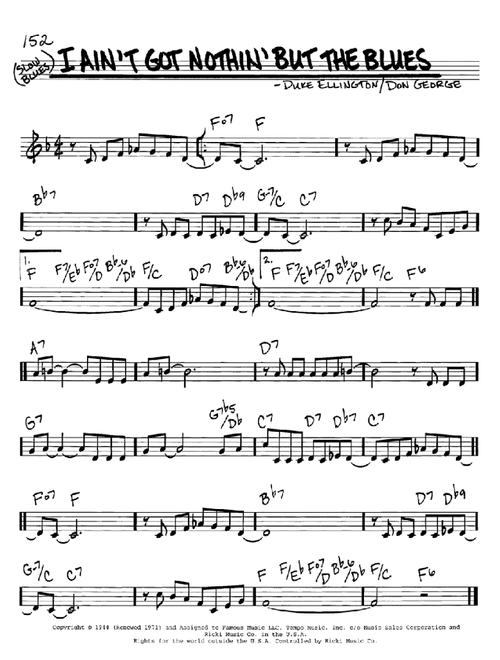 I Ain't Got Nothin' But The Blues - Duke Ellington (Real Book - Melody-Chords)