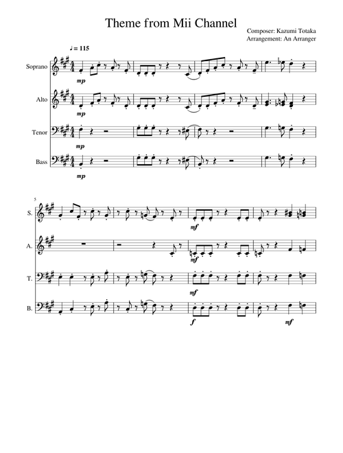 Theme from Mii Channel - Arrangement for SATB choir