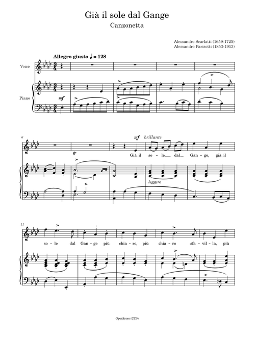Già il sole dal Gange - High voice - LabM – Alessandro Scarlatti