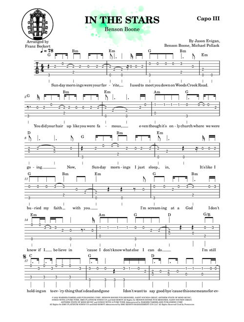 In The Stars (Arr. Franz Beckert) - Benson Boone (Solo Guitar)