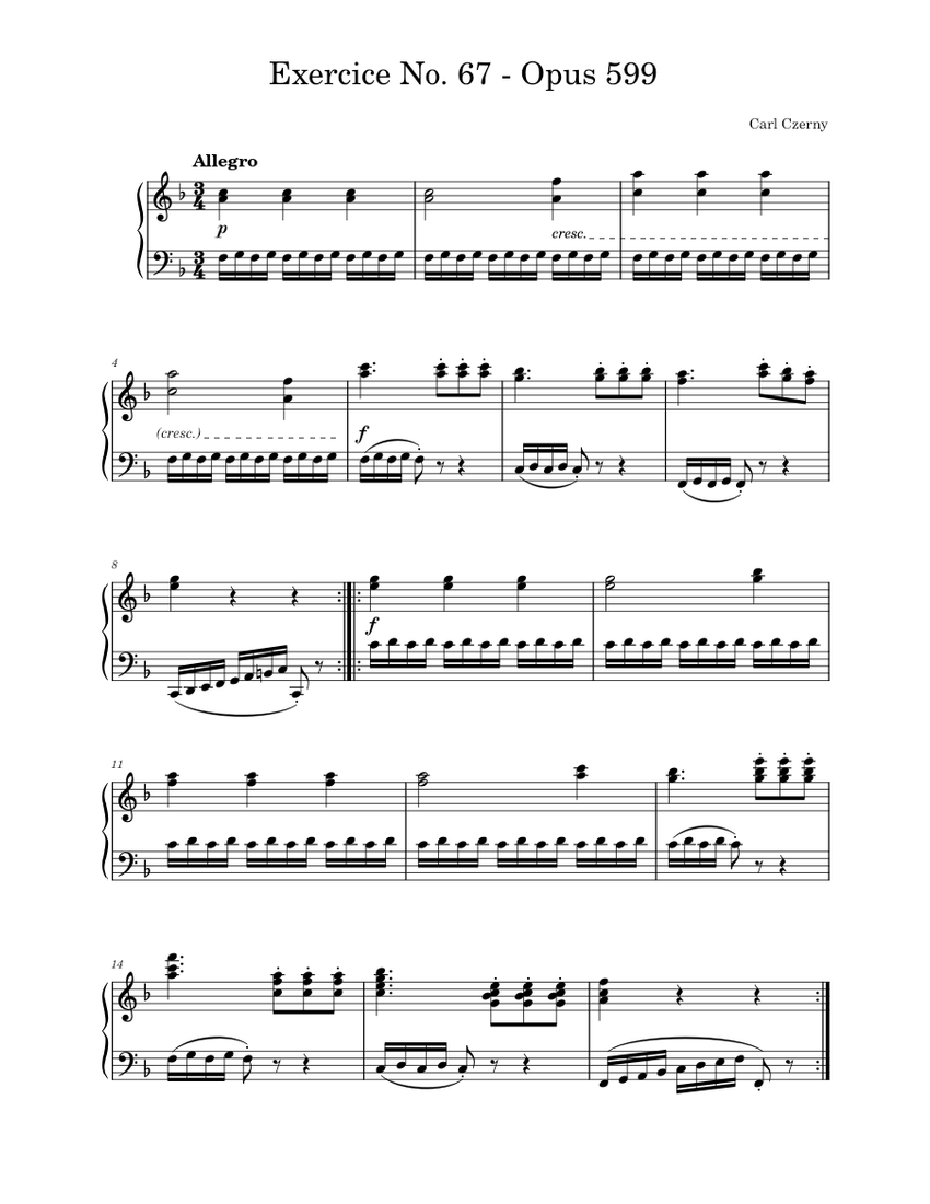 Exercice No. 67, op. 599 – Carl Czerny - piano tutorial
