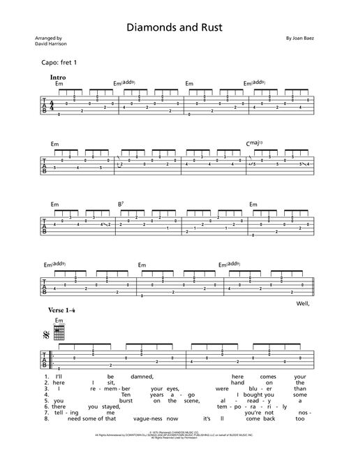 Diamonds And Rust (Arr. David Harrison) - Joan Baez (Solo Guitar)