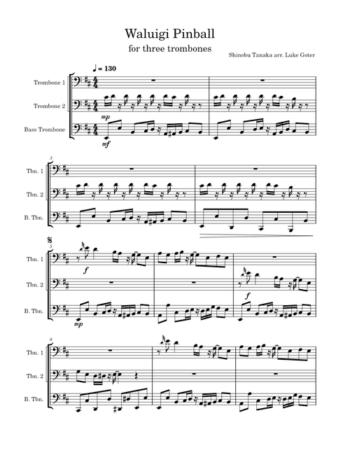 Waluigi Pinball – Shinobu Tanaka Waluigi Pinball for three trombones