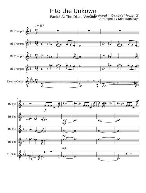 Into the Unkown - Panic! At The Disco Frozen 2 Trumpet Cover