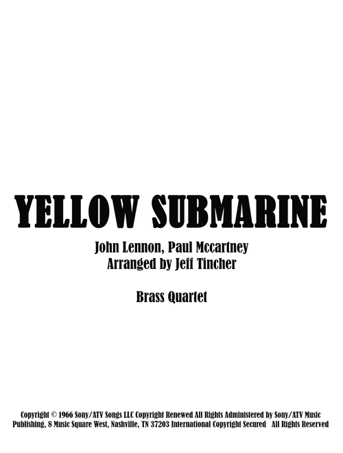 Yellow Submarine (Arr. Jeff Tincher) - The Beatles (Brass Ensemble)