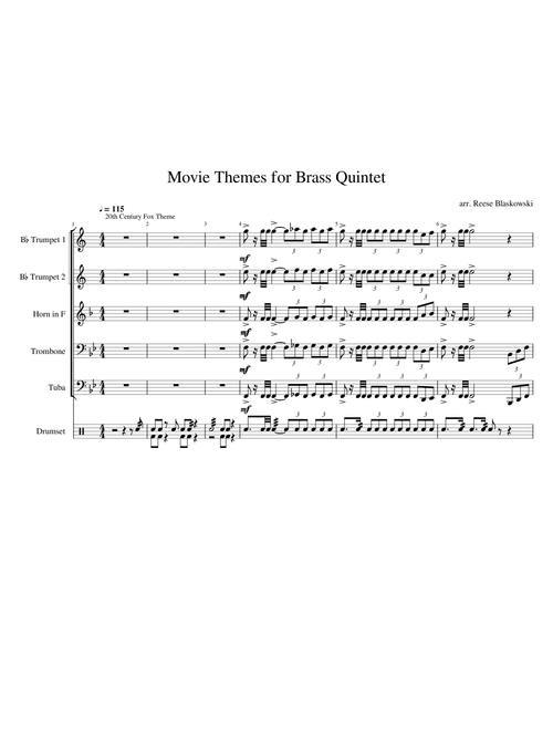Movie Themes for Brass Quintet