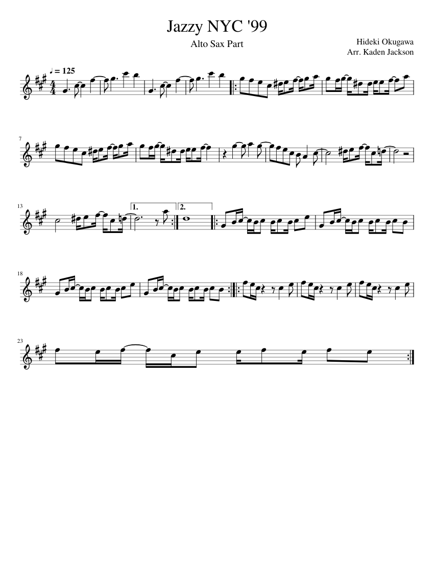 Jazzy NYC '99 Sheet Music for Saxophone alto (Solo
