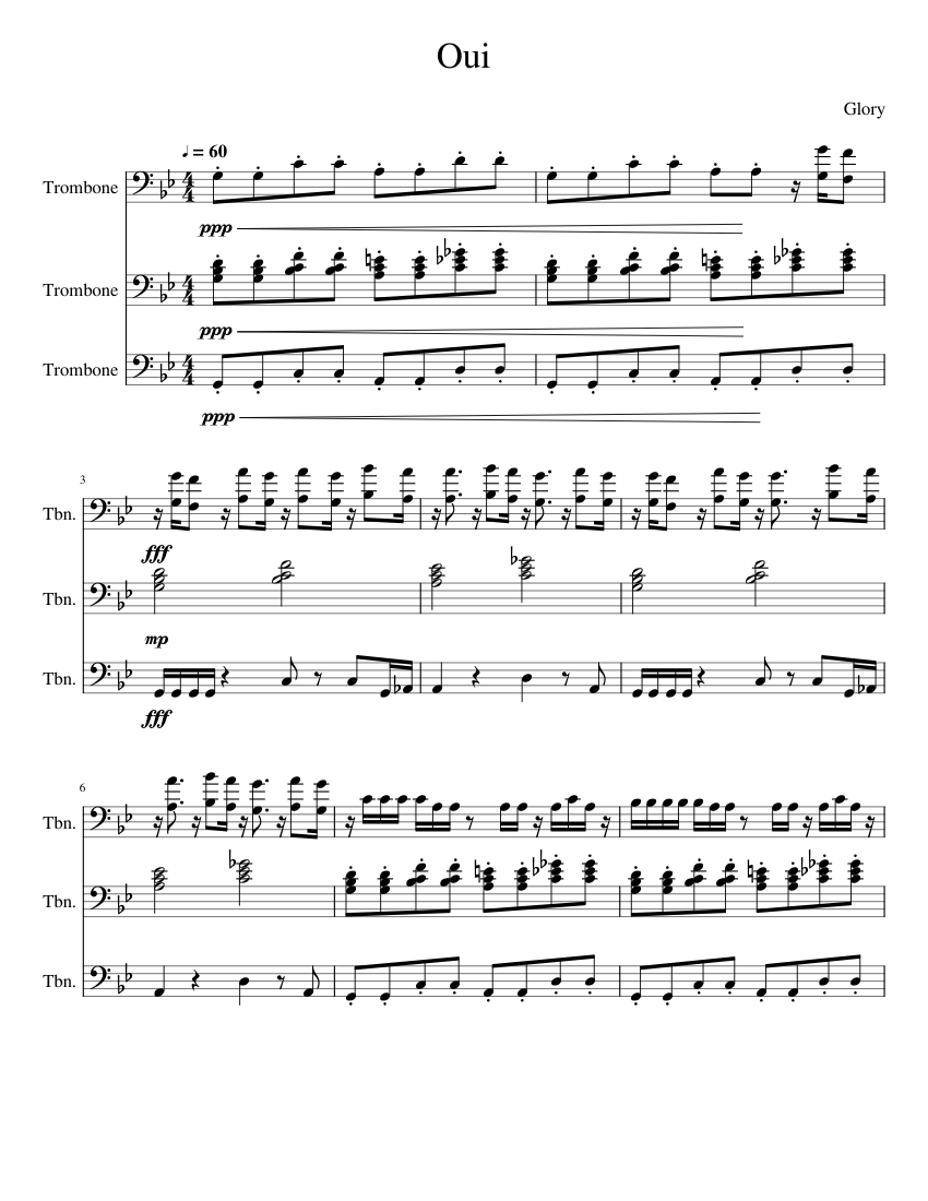 Oui Sheet music for Trombone (Mixed Trio)