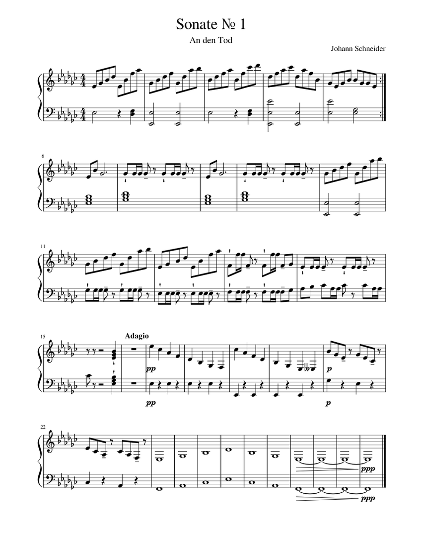 Sonate № 1 Sheet music for Piano (Solo) | Musescore.com