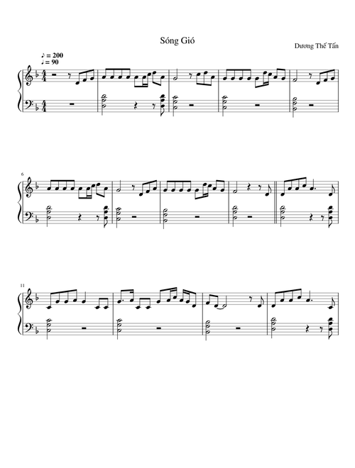 Sóng Gió (KICM và Jack) bản phần mềm học nhạc Musescore
