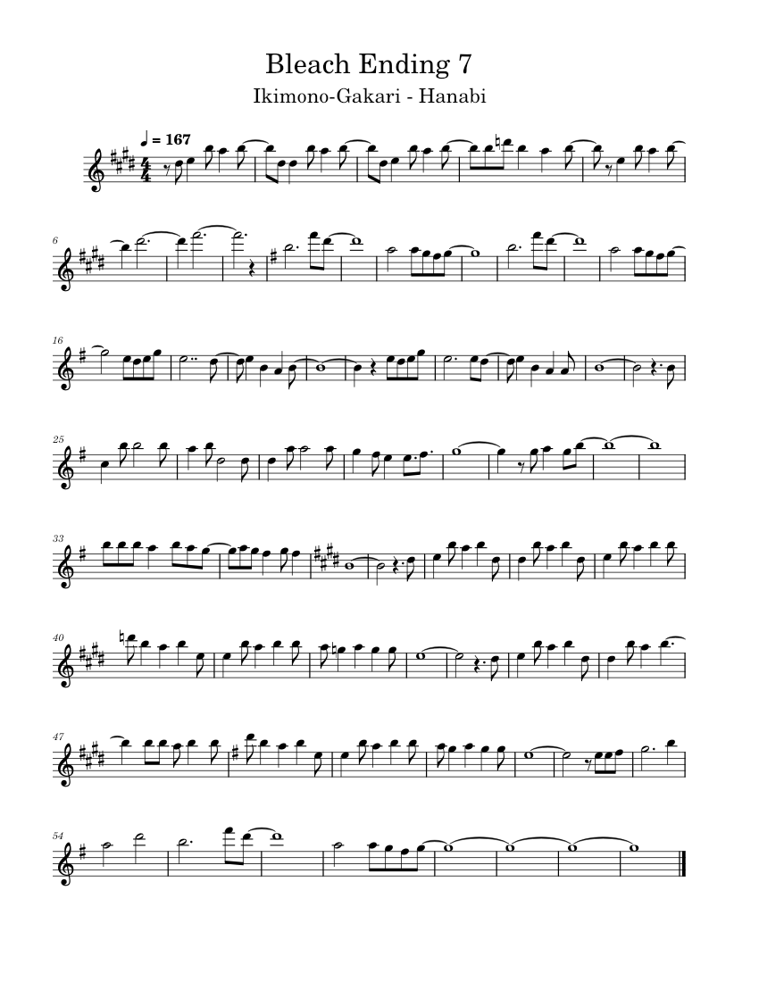Bleach Ending 7 Sheet Music for Flute (Solo) | MuseScore.com