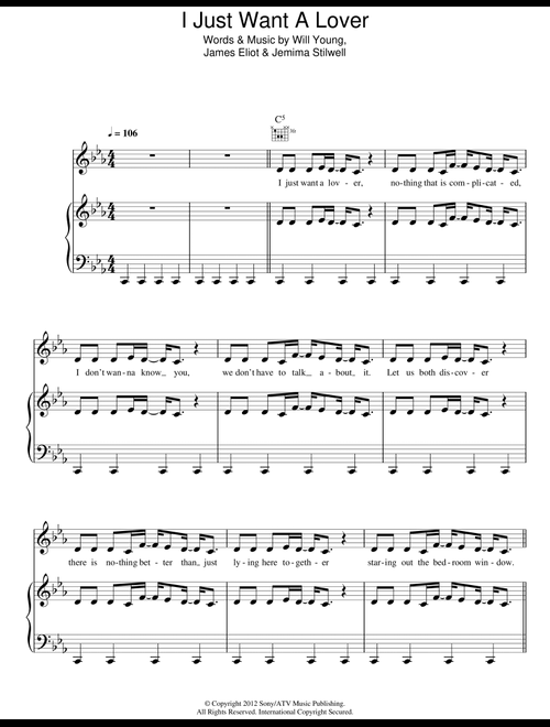 I Just Want A Lover - Will Young (Piano-Vocal-Guitar (Piano Accompaniment))