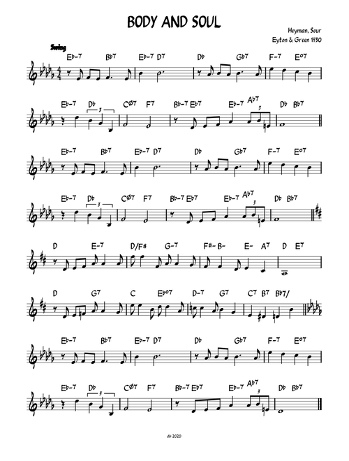 BODY AND SOUL- leadsheet