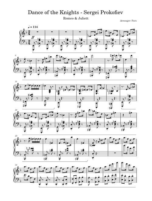 Dance of the Knights – Intermediate piano solo