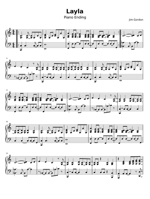 Layla – Eric Clapton Layla (Piano Ending)