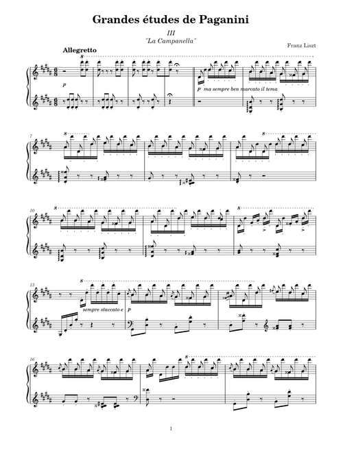 La Campanella - Grandes Etudes de Paganini No. 3 - Franz Liszt
