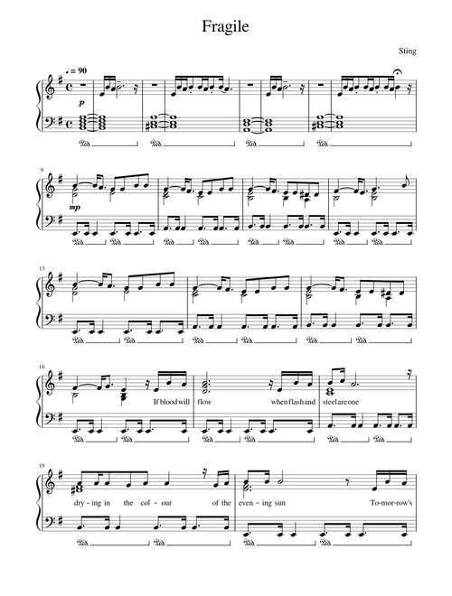Sting - Fragile (piano cover)