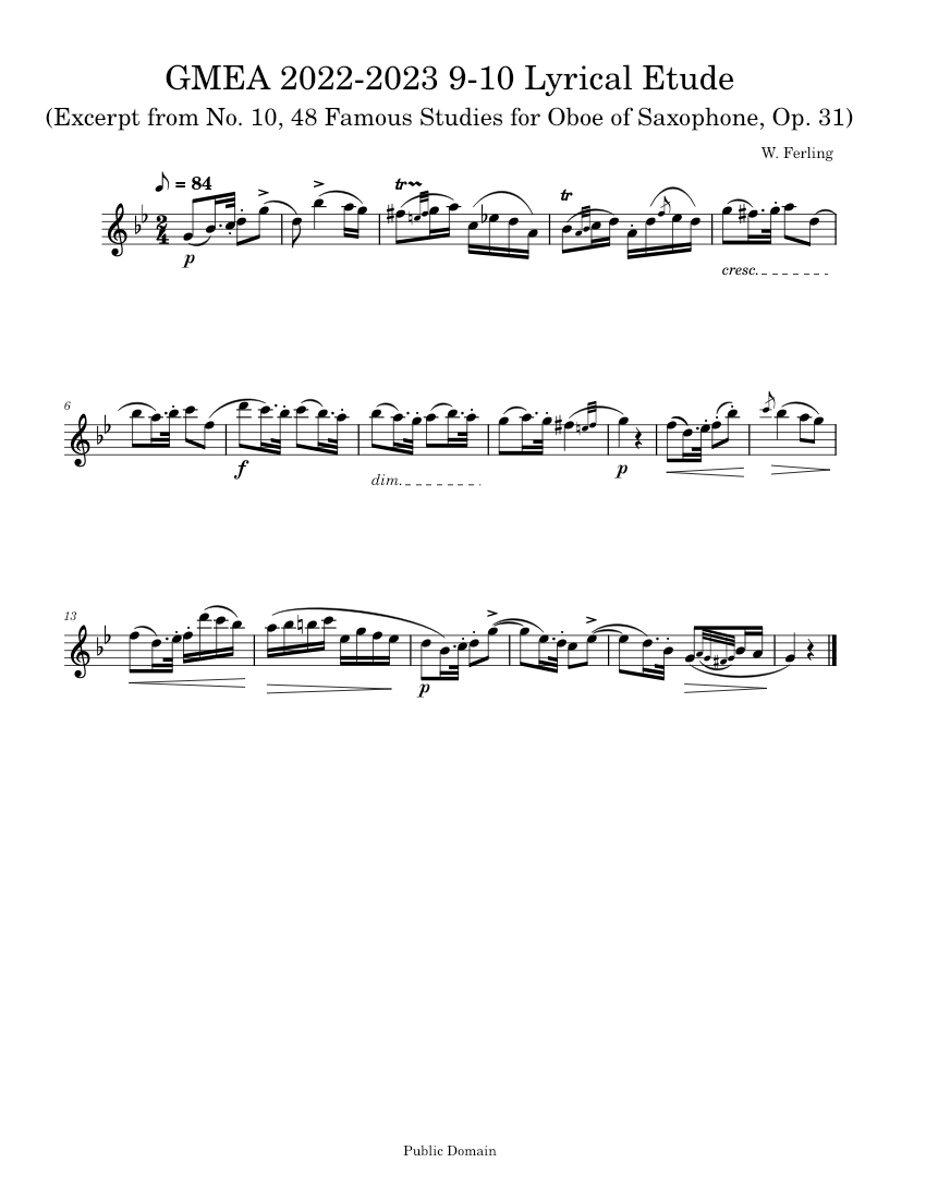 Excerpt from No. 19, 48 Famous Studies for Oboe or Saxophone, Op. 31