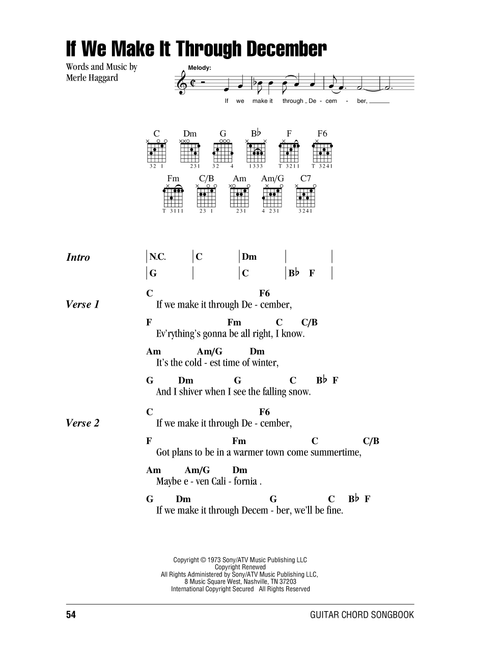 If We Make It Through December - Merle Haggard (Guitar Chords-Lyrics)