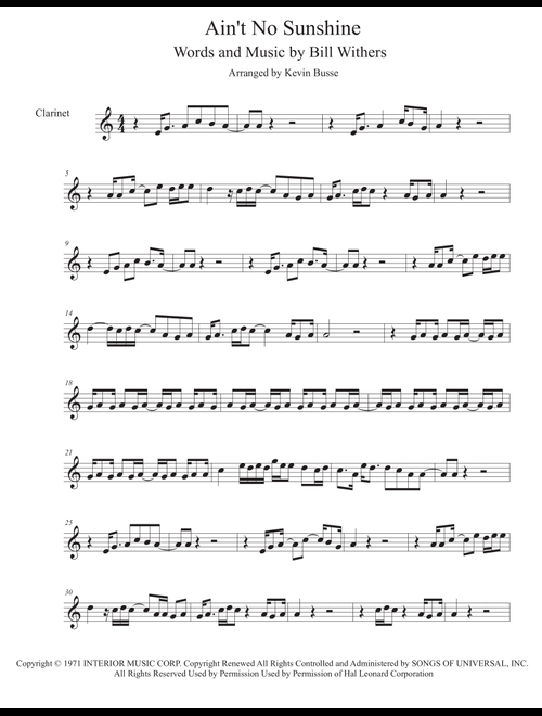 Ain't No Sunshine (Arr. Kevin Busse) - Kris Allen (Clarinet Solo)