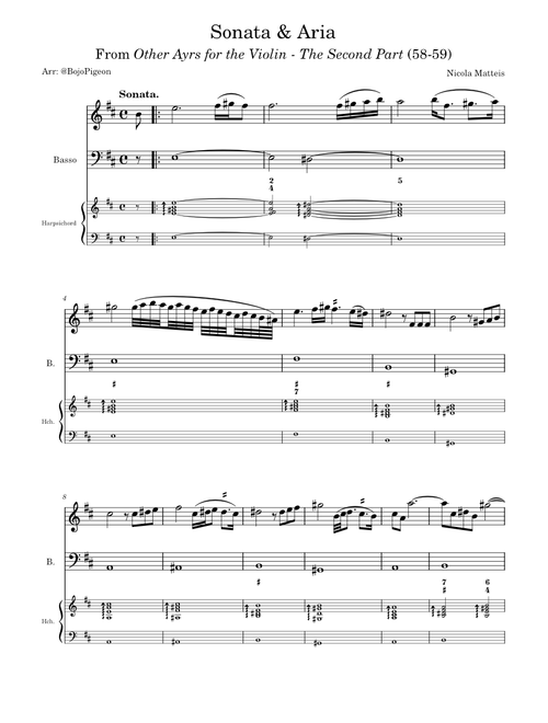 Other Ayrs for the Violin: The Second Part: Sonata & Aria – Nicola Matteis