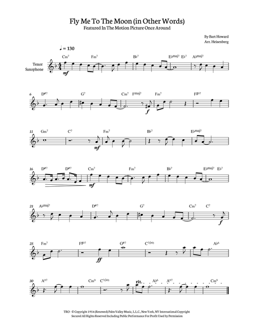 Fly Me To The Moon (in Other Words) (Arr. Heisenberg) - Tony Bennett (Tenor Sax Solo)