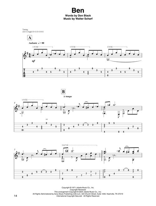 Ben (arr. David Jaggs) - Michael Jackson (Solo Guitar)