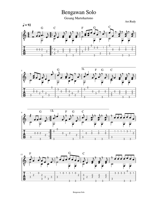 Bengawan Solo - Gitar Fingerstyle