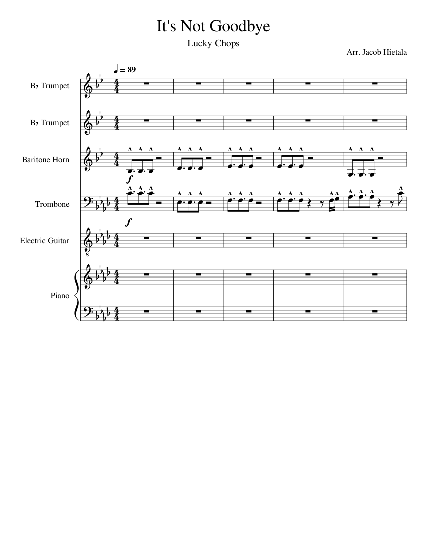 It's Not Goodbye Lucky Chops Sheet music for Piano, Trombone, Trumpet