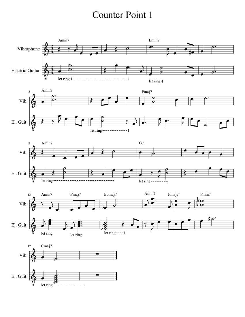 Counter Point Practice 1.2 Sheet music for Vibraphone, Guitar (Mixed ...