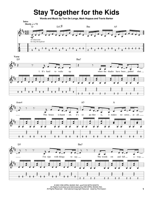 Stay Together For The Kids - Blink-182 (Guitar Tab Play-Along)