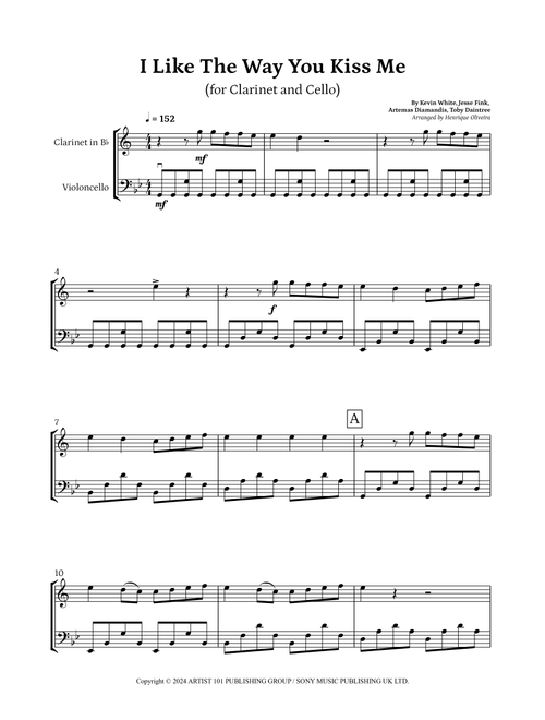 I Like The Way You Kiss Me (Arr. Henrique Oliveira) - Artemas (Instrumental Duet)