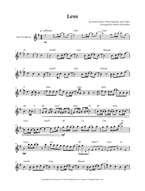 Less (Arr. Glauco Fernandes) - Olivia Rodrigo (Alto Sax Solo)