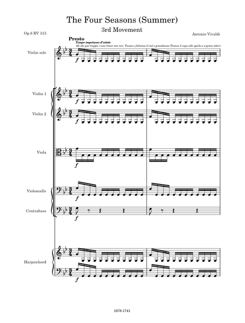 The Four Seasons, Op. 8 No.2 RV 315 (Summer), 3rd Movement (Presto) – Antonio Vivaldi