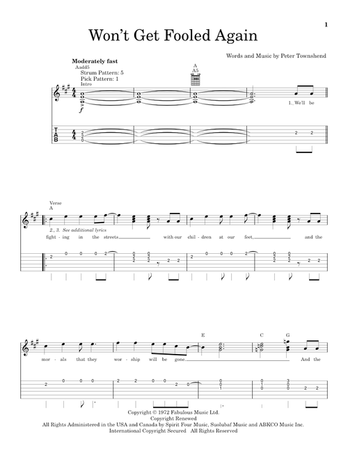 Won't Get Fooled Again - The Who (Easy Guitar)