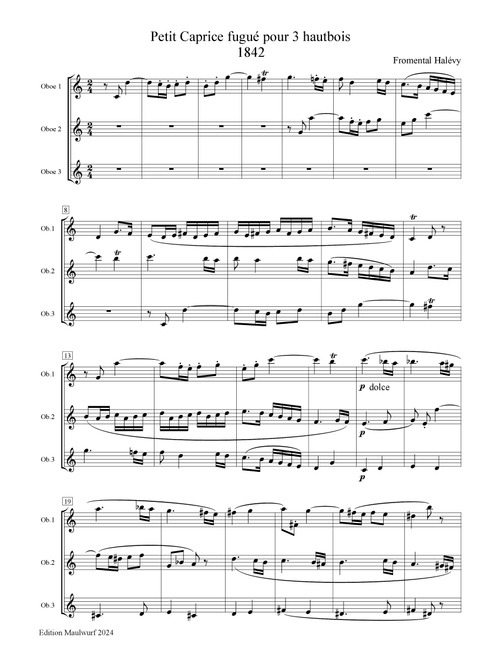 Caprice pour 3 hautbois (Arr. Edition Maulwurf) - Fromental Halévy (Woodwind Ensemble)
