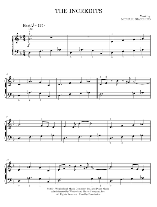 The Incredits (from The Incredibles) - Michael Giacchino, The Incredibles Movie (Easy Piano)