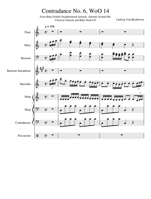 12 Contredanses, WoO 14 – Ludwig van Beethoven Contradance No. 6, WoO 14 - Baby Dolittle Neighborhood Animals