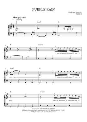 Free Purple Rain by Prince sheet music | Download PDF or print on