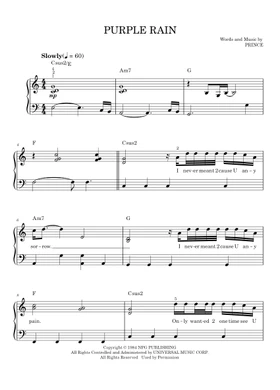 purple rain sheet music easy