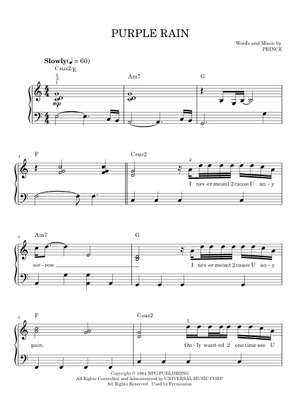 Purple rain – Prince . Sheet Music with Chords for Piano, Oboe