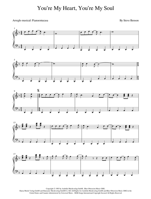 You're My Heart, You're My Soul (Arr. Pianoentucasa) - Modern Talking (Piano Solo)