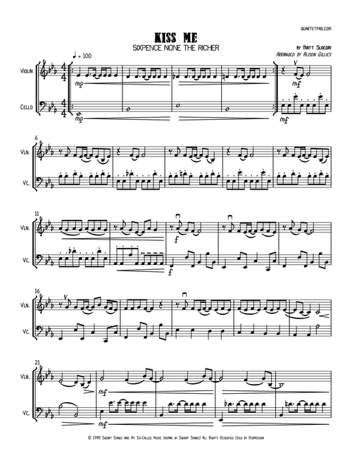 Kiss Me (Arr. Alison Gillies) - Sixpence None The Richer (Instrumental Duet)