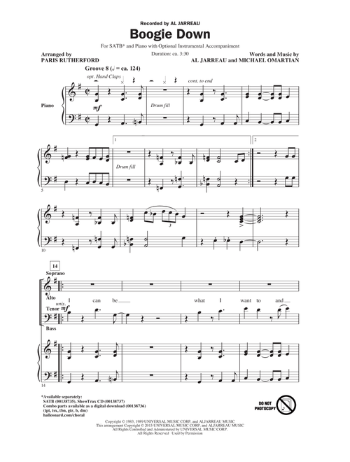 Boogie Down (Arr. Paris Rutherford) - Al Jarreau (Choral, SATB)