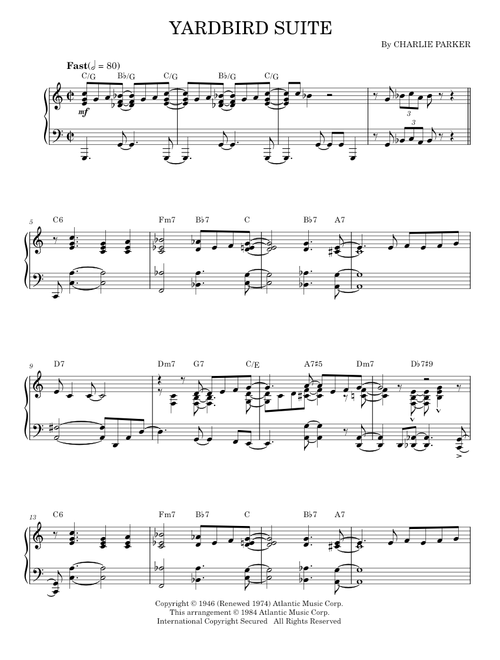 Yardbird suite - Charlie Parker (Piano Solo)
