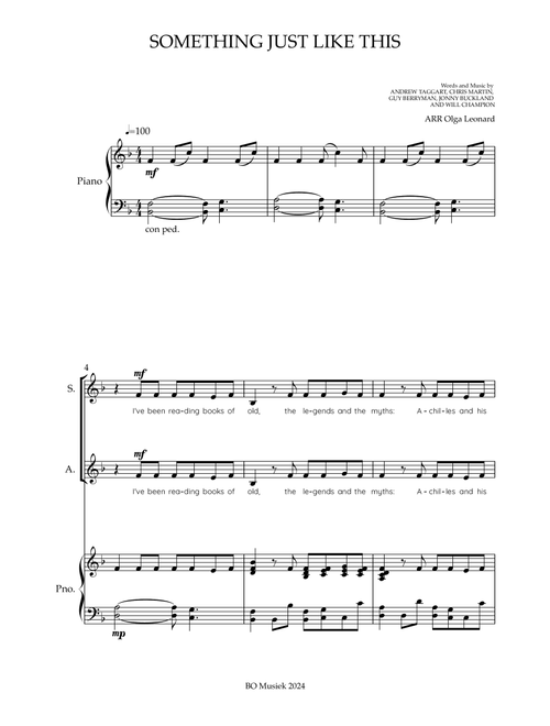 Something Just Like This (Arr. Olga Leonard) - The Chainsmokers & Coldplay (Choral, SA)