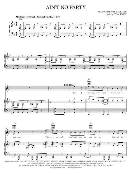 Ain't No Party - Dreamgirls Musical, Tom Eyen (Piano-Vocal-Guitar)
