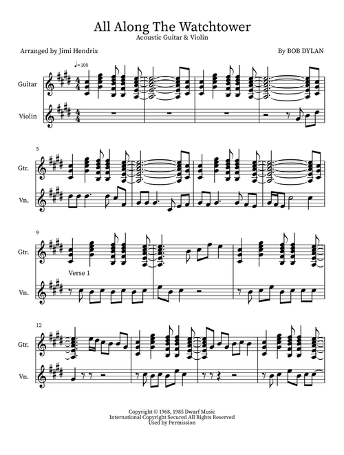 All Along The Watchtower (Arr. Stephen Larsen) - The Jimi Hendrix Experience (Instrumental Duet)